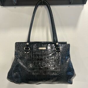 Kate Spade Black Crocodile-Embossed Tote Bag